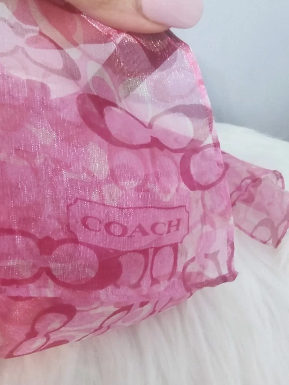 Coach Y2K silk blend signature long scarf shawl EUC